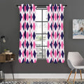 White Pink And Blue Argyle Pattern Print Grommet Curtain Panels