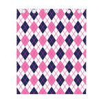 White Pink And Blue Argyle Pattern Print Curtain