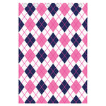 White Pink And Blue Argyle Pattern Print Curtain