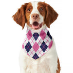 White Pink And Blue Argyle Pattern Print Dog Bandana