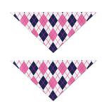 White Pink And Blue Argyle Pattern Print Dog Bandana