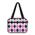 White Pink And Blue Argyle Pattern Print Double Strap Bible Bag