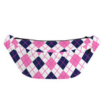 White Pink And Blue Argyle Pattern Print Fanny Pack