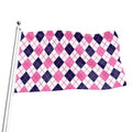 White Pink And Blue Argyle Pattern Print Flag