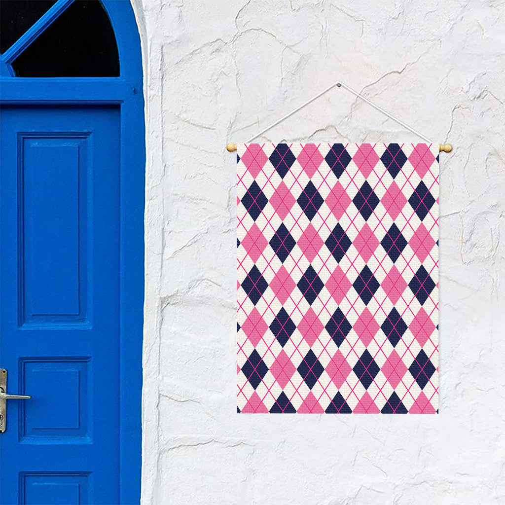 White Pink And Blue Argyle Pattern Print Garden Flag
