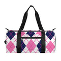 White Pink And Blue Argyle Pattern Print Gym Bag