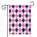 White Pink And Blue Argyle Pattern Print House Flag