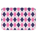 White Pink And Blue Argyle Pattern Print Indoor Door Mat