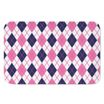 White Pink And Blue Argyle Pattern Print Indoor Door Mat