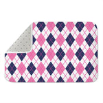 White Pink And Blue Argyle Pattern Print Indoor Door Mat
