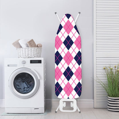 White Pink And Blue Argyle Pattern Print Ironing Board Cover