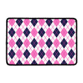 White Pink And Blue Argyle Pattern Print Kitchen Mat