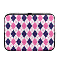 White Pink And Blue Argyle Pattern Print Laptop Sleeve