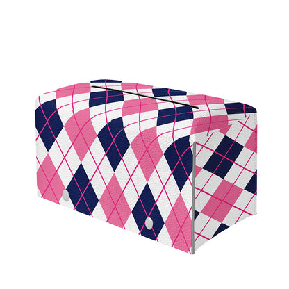 White Pink And Blue Argyle Pattern Print Leather Tissue Box Cover