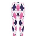 White Pink And Blue Argyle Pattern Print Men's Leggings