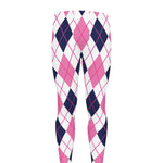 White Pink And Blue Argyle Pattern Print Men's leggings