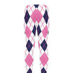 White Pink And Blue Argyle Pattern Print Men's leggings
