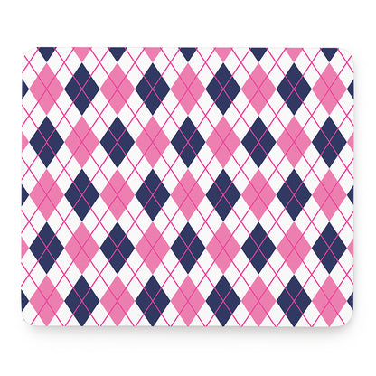 White Pink And Blue Argyle Pattern Print Mouse Pad