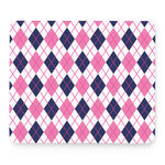 White Pink And Blue Argyle Pattern Print Mouse Pad