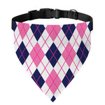 White Pink And Blue Argyle Pattern Print Over The Collar Dog Bandana