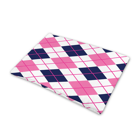 White Pink And Blue Argyle Pattern Print Pet Cooling Mat Cover