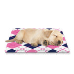 White Pink And Blue Argyle Pattern Print Pet Cooling Mat Cover