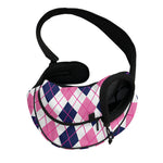 White Pink And Blue Argyle Pattern Print Pet Sling Carrier