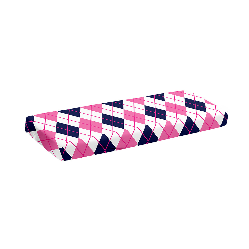 White Pink And Blue Argyle Pattern Print Piano Keyboard Cover