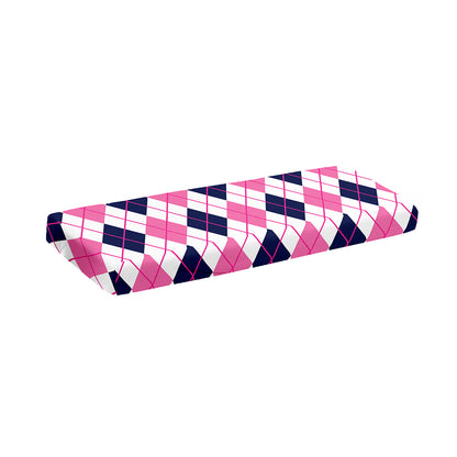 White Pink And Blue Argyle Pattern Print Piano Keyboard Cover