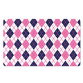 White Pink And Blue Argyle Pattern Print Polyester Doormat