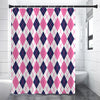 White Pink And Blue Argyle Pattern Print Premium Shower Curtain