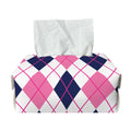 White Pink And Blue Argyle Pattern Print Rectangle Tissue Box Cover