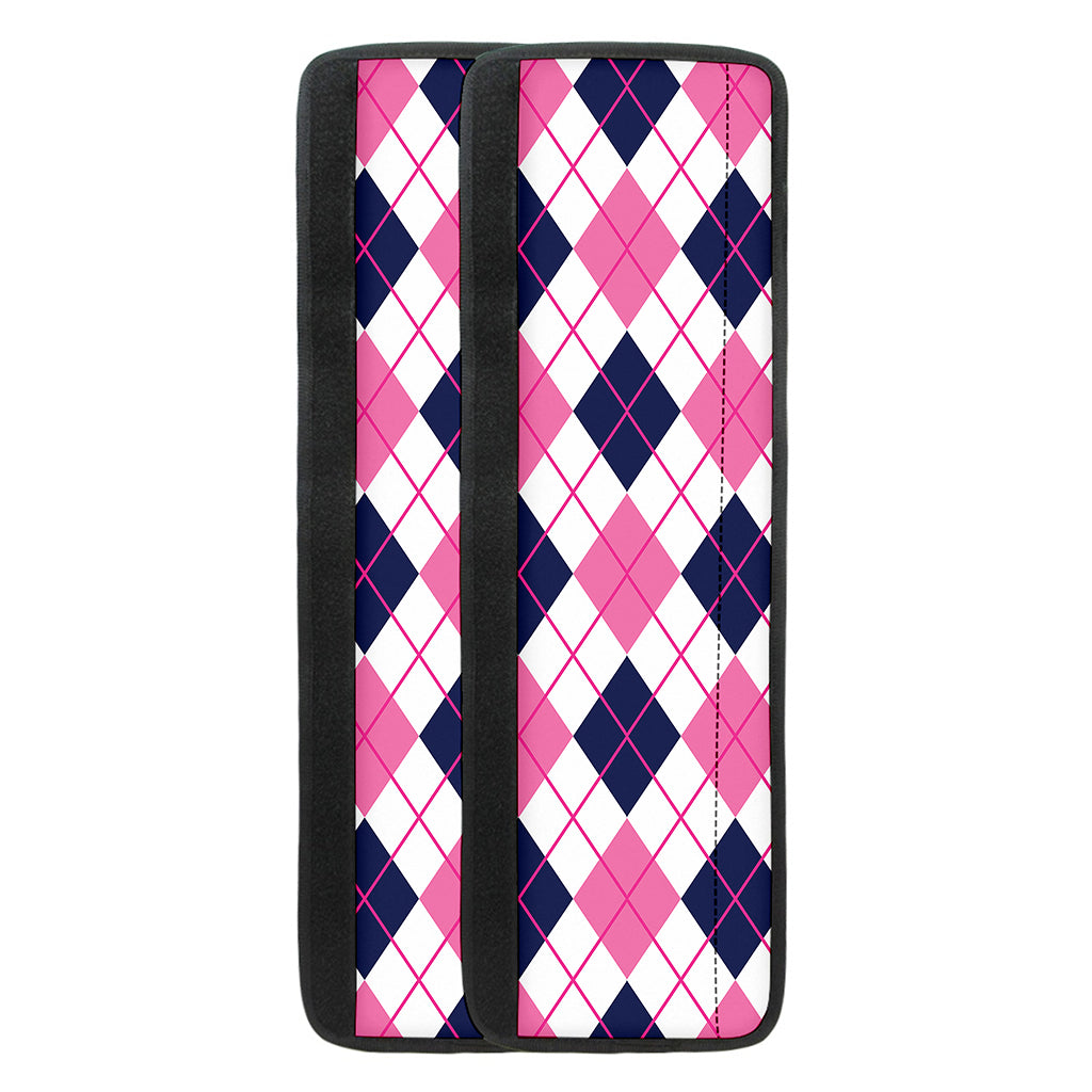 White Pink And Blue Argyle Pattern Print Refrigerator Handle Covers
