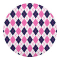 White Pink And Blue Argyle Pattern Print Round Blanket