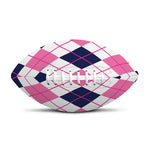 White Pink And Blue Argyle Pattern Print Rugby Ball