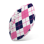 White Pink And Blue Argyle Pattern Print Rugby Ball