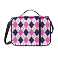 White Pink And Blue Argyle Pattern Print Shoulder Strap Bible Bag