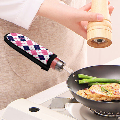 White Pink And Blue Argyle Pattern Print Skillet Handle Cover