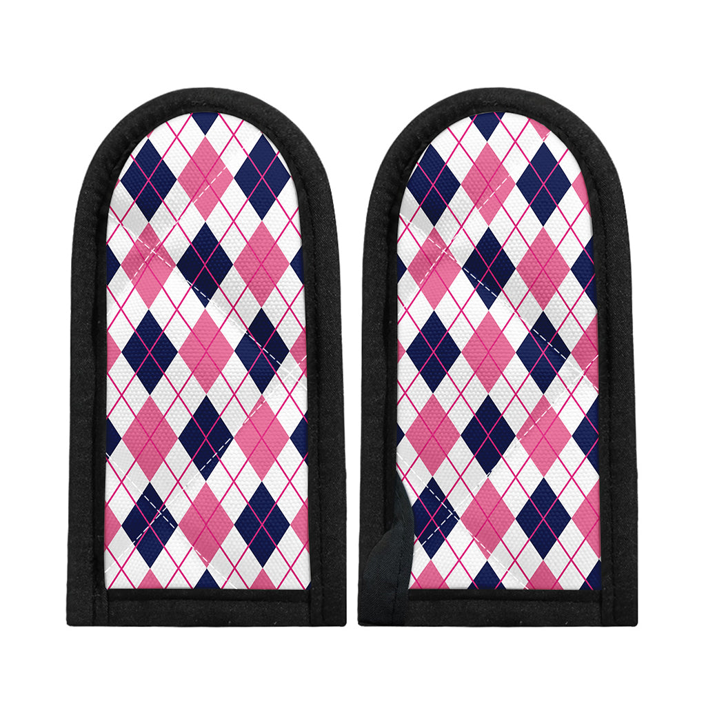 White Pink And Blue Argyle Pattern Print Skillet Handle Cover