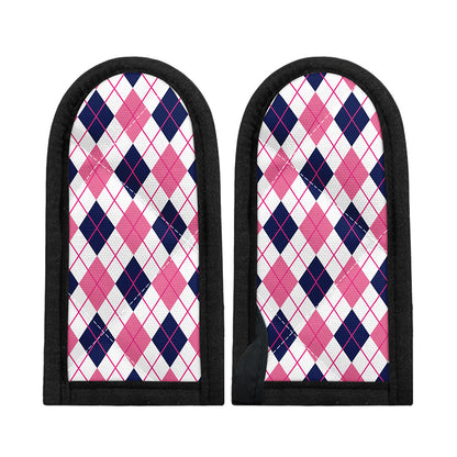 White Pink And Blue Argyle Pattern Print Skillet Handle Cover