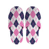 White Pink And Blue Argyle Pattern Print Slippers
