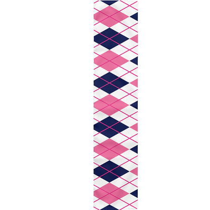 White Pink And Blue Argyle Pattern Print Table Runner