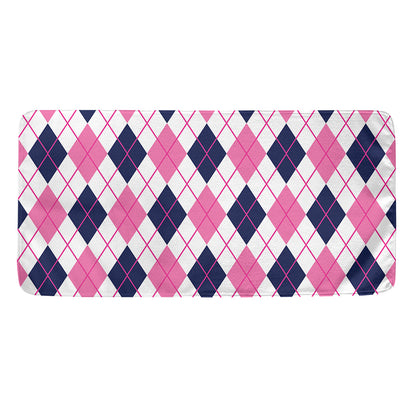 White Pink And Blue Argyle Pattern Print Towel