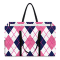 White Pink And Blue Argyle Pattern Print Utility Tote Bag