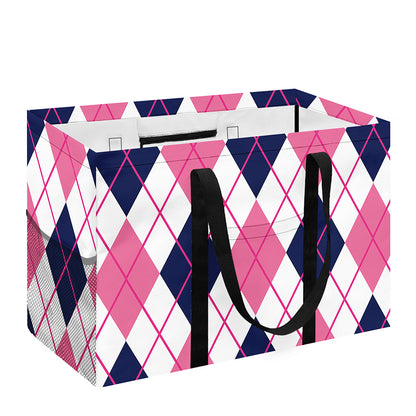 White Pink And Blue Argyle Pattern Print Utility Tote Bag