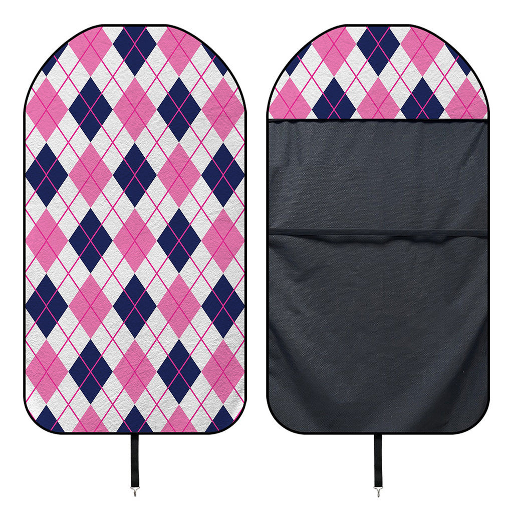 White Pink And Blue Argyle Pattern Print Waterproof Car Seat Cover