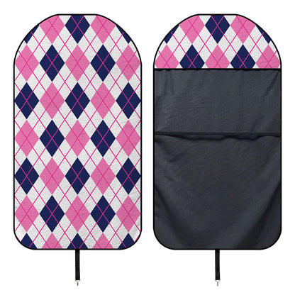 White Pink And Blue Argyle Pattern Print Waterproof Car Seat Cover