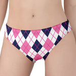 White Pink And Blue Argyle Pattern Print Women's Panties