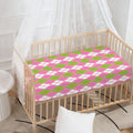 White Pink And Green Argyle Print Baby Crib Sheet