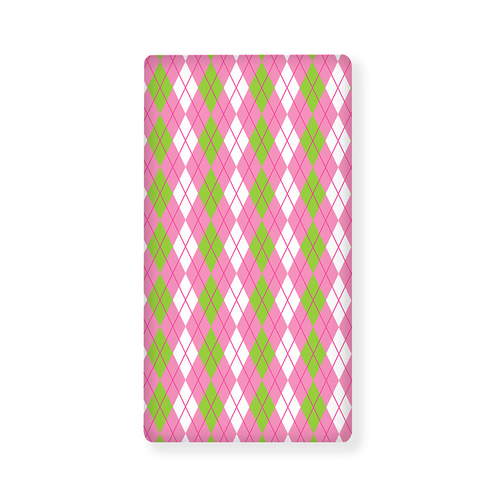 White Pink And Green Argyle Print Baby Crib Sheet